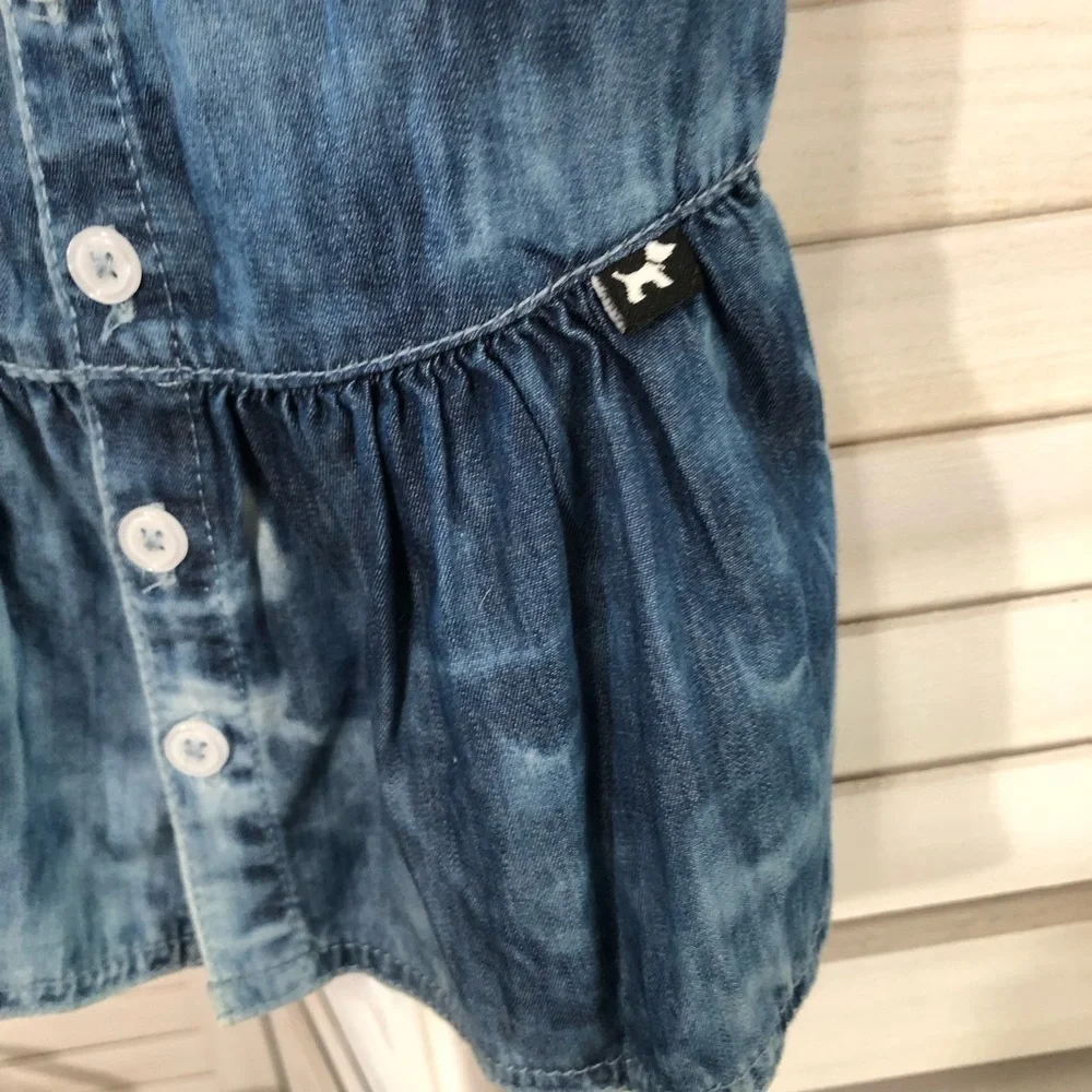 Hotel Doggy Chambray Blue Cotton Dress Medium